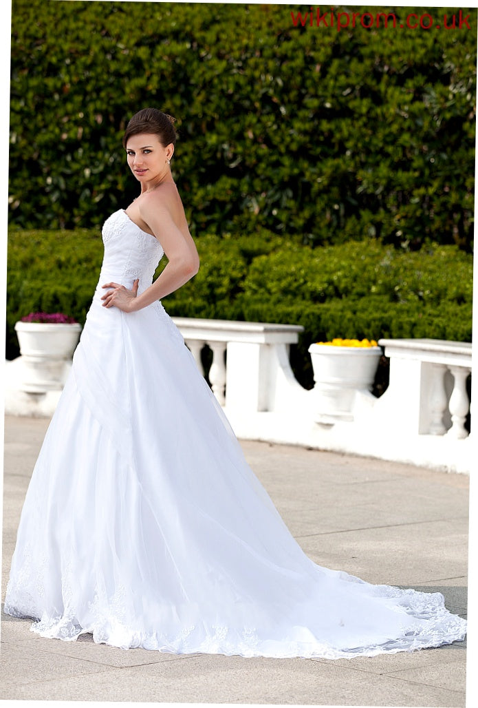 Organza Train Wedding Chapel With Ball-Gown/Princess Jordan Dress Wedding Dresses Strapless Beading Lace