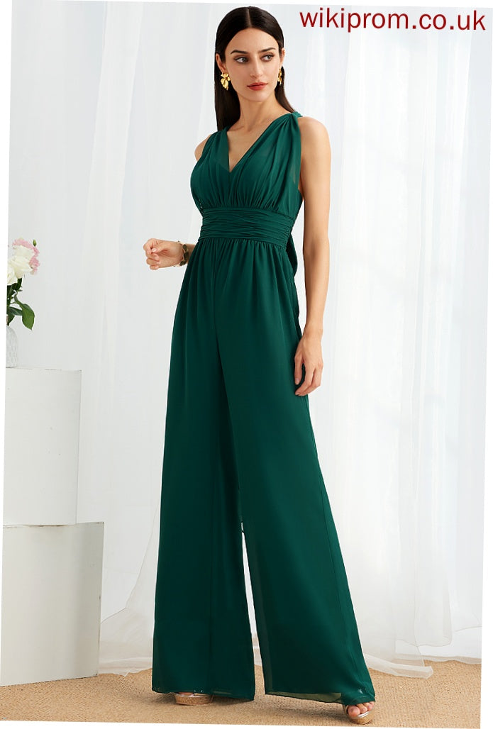 Straps Ruffle Floor-Length V-neck Fabric Length Embellishment Neckline Halter One-Shoulder HighNeck Jenna Bridesmaid Dresses