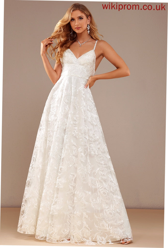 Damaris Dress Wedding Dresses With Wedding Floor-Length Split A-Line Front Lace V-neck