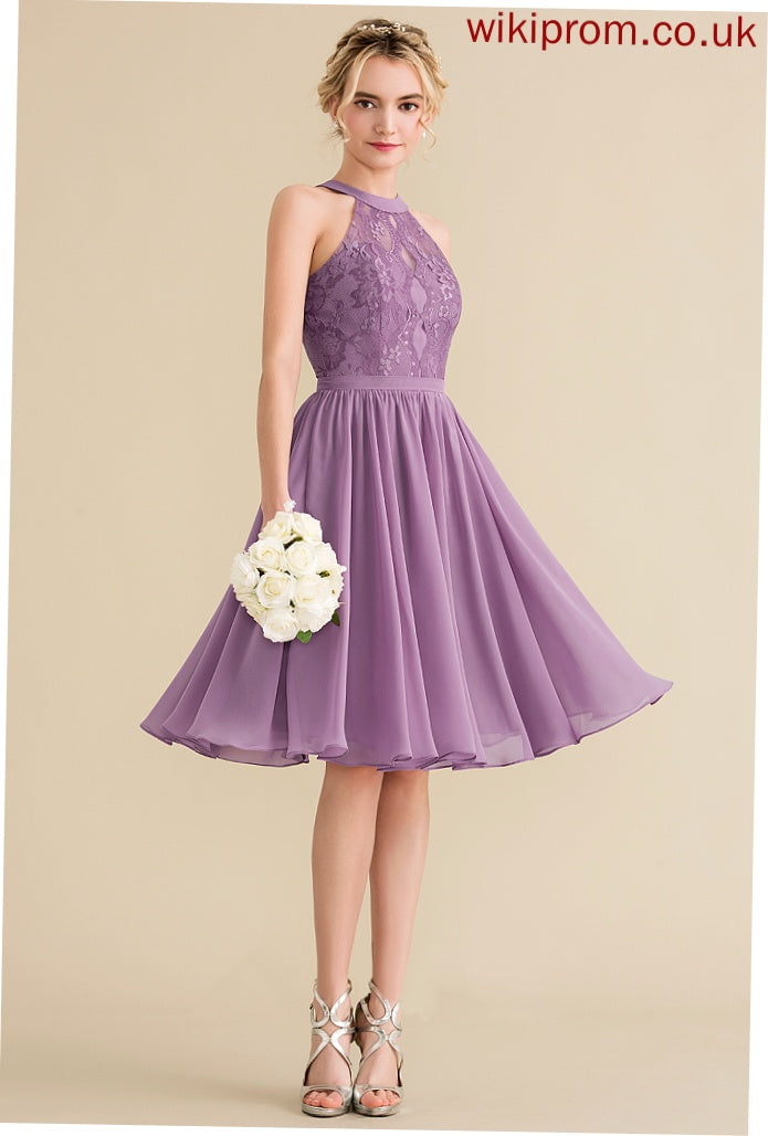 Lace Homecoming Knee-Length Mildred Chiffon Lace Dress A-Line Neck With Homecoming Dresses Scoop