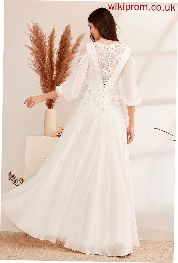 With Lace A-Line V-neck Wedding Dresses Dress Camila Wedding Chiffon Floor-Length