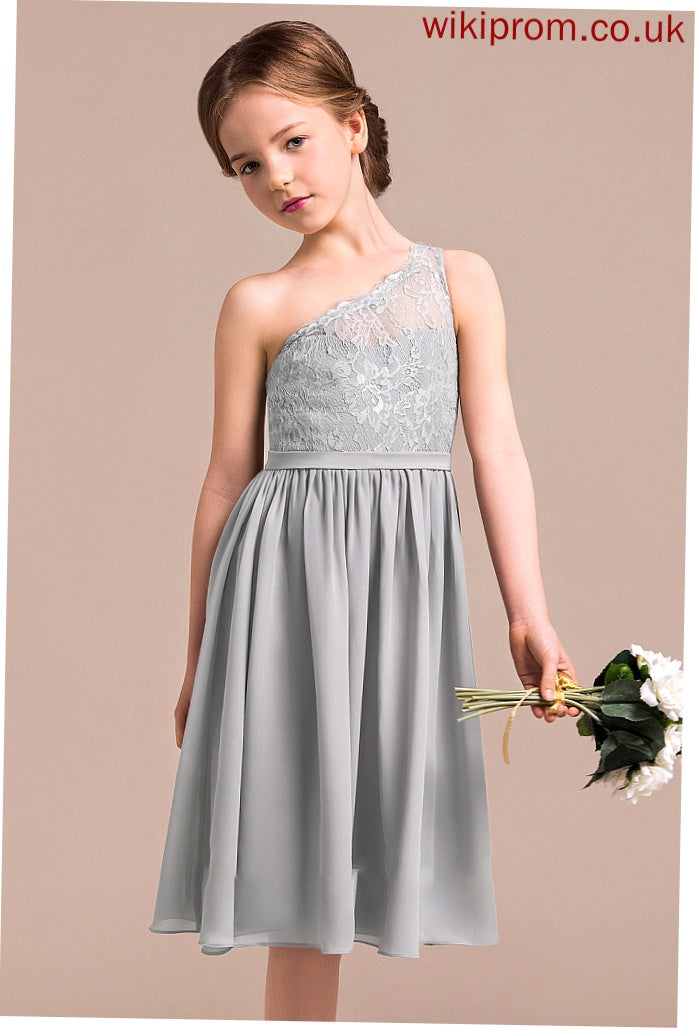 Knee-Length Chiffon Junior Bridesmaid Dresses One-Shoulder A-Line Miley Lace