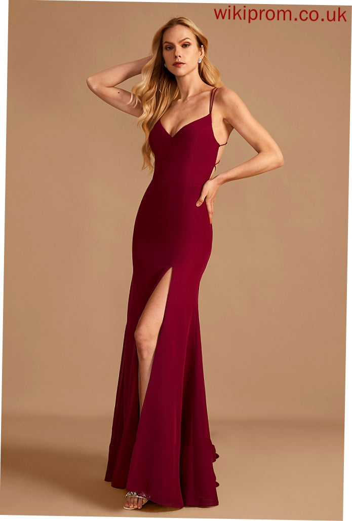 Embellishment Silhouette V-neck Length Floor-Length Fabric Neckline Trumpet/Mermaid SplitFront Kay Floor Length Natural Waist Bridesmaid Dresses