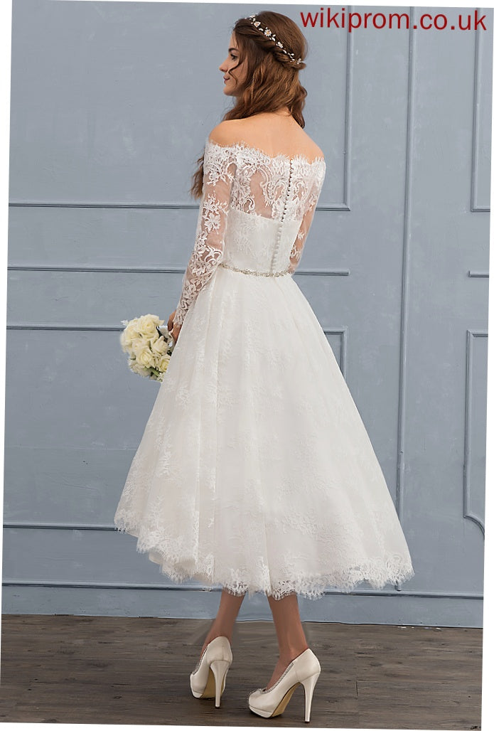 Off-the-Shoulder Lace Asymmetrical Wedding Karli Dress Beading A-Line With Wedding Dresses