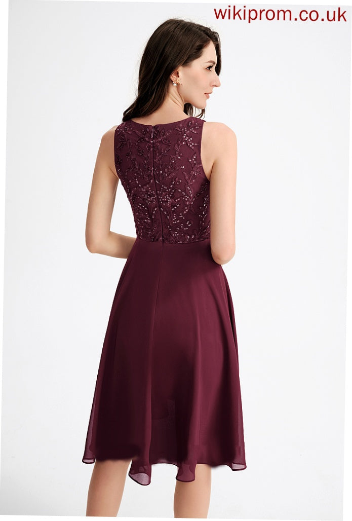 Neck Scoop Cocktail Sequins A-Line Chiffon Dress With Cocktail Dresses Asymmetrical Lace Scarlett