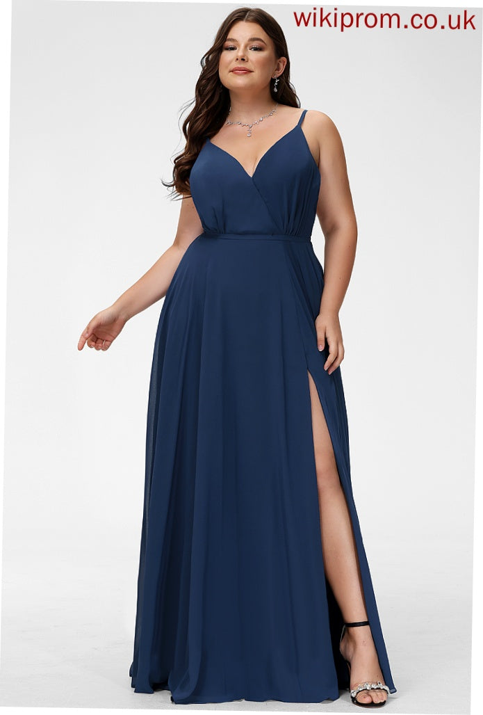 Chloe A-Line V-neck Prom Dresses Chiffon Floor-Length