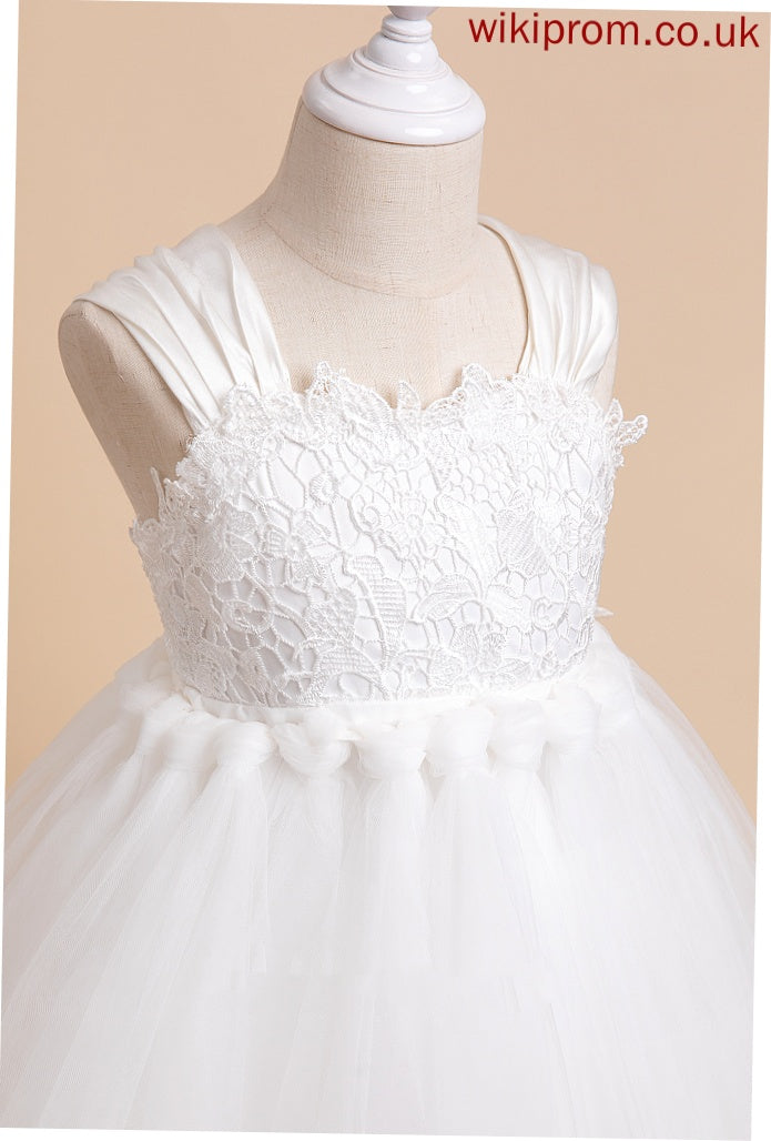 Sleeveless Neckline Bow(s) Dress Square With - Penelope Ball-Gown/Princess Flower Flower Girl Dresses Girl Knee-length Tulle