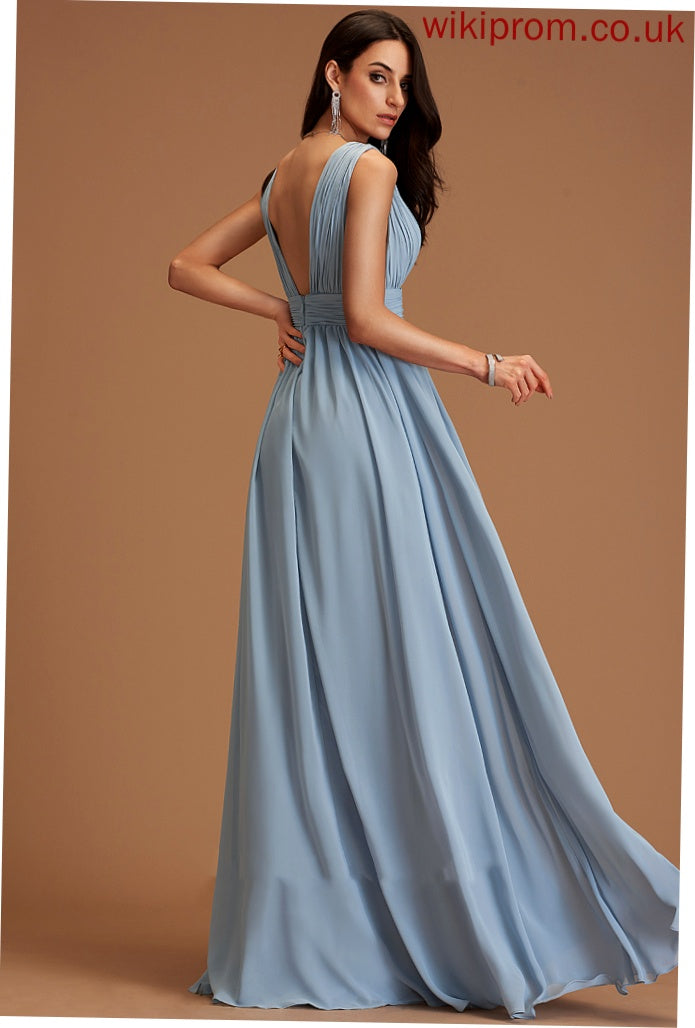 Floor-Length Silhouette A-Line Length Neckline Fabric SplitFront Embellishment V-neck Janae Bridesmaid Dresses