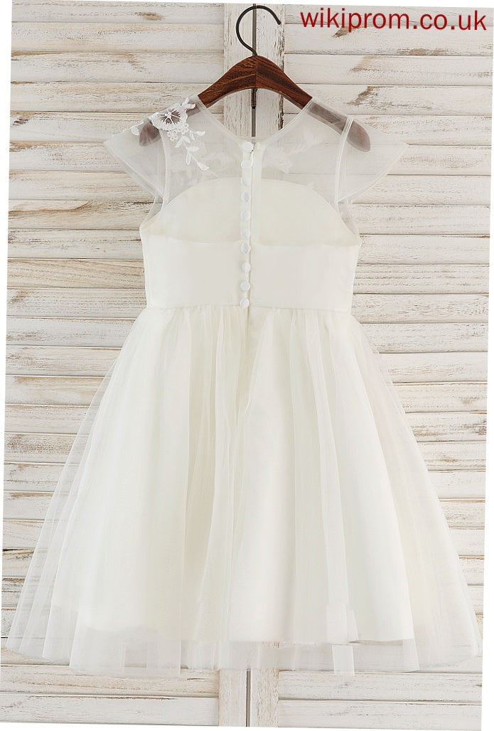 A-Line Neck Flower Girl Scoop Sleeveless Flower Girl Dresses Tulle/Lace Dress Ally Knee-length -