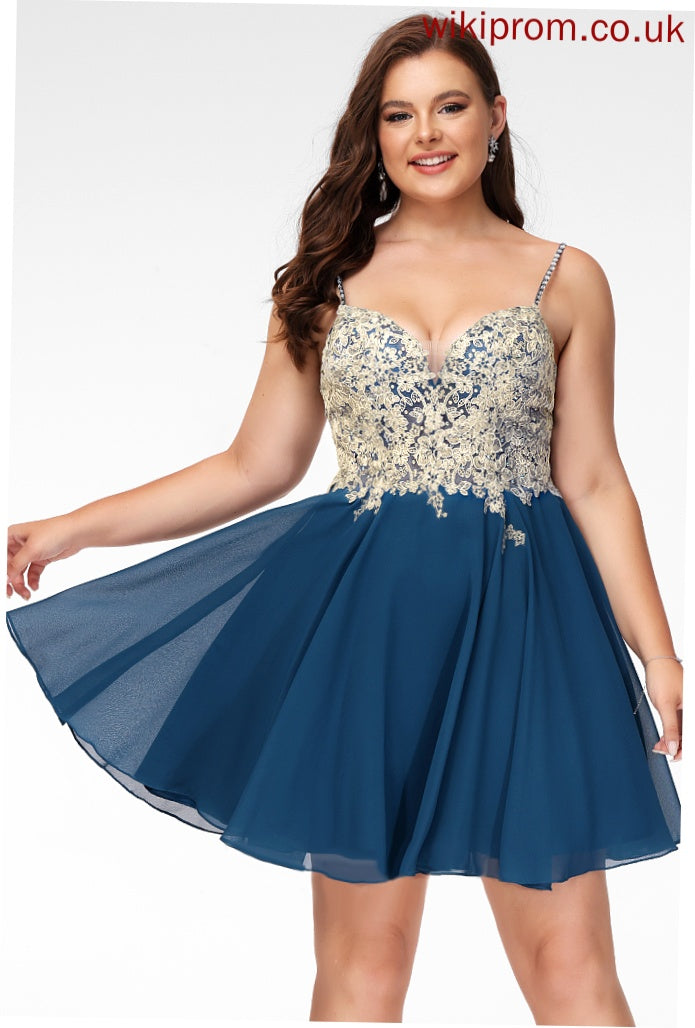 Lace Beading Prom Dresses A-Line With Chiffon Short/Mini V-neck Lexie