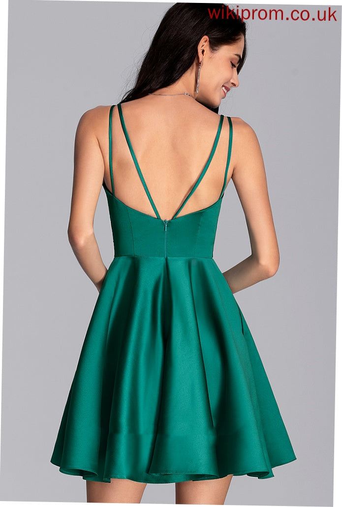 Satin V-Neck Dresses Hayley A-line Formal Dresses