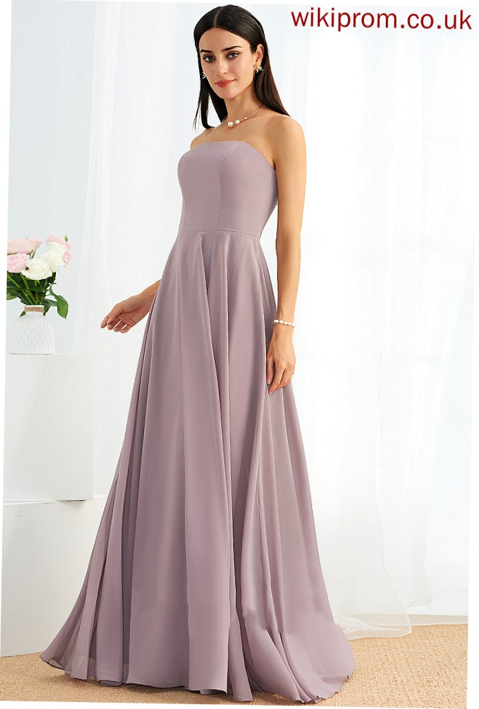 Silhouette A-Line Fabric Embellishment Neckline SplitFront Length Floor-Length Strapless Ryleigh Bridesmaid Dresses