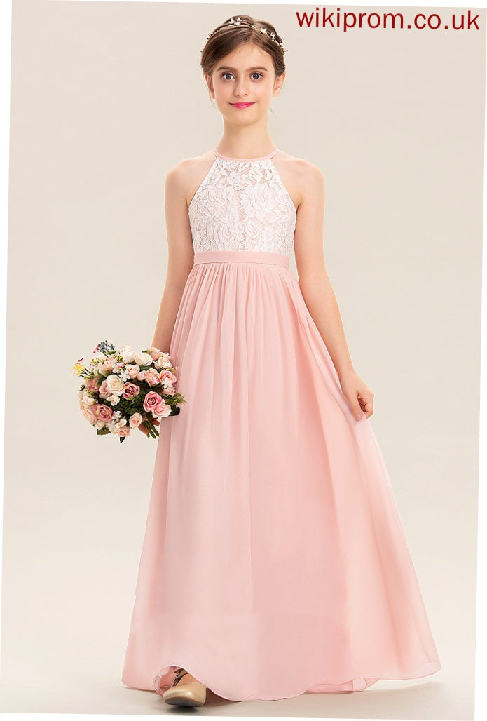 Chiffon Floor-length Sleeveless Flower Girl Dresses Girl Flower A-Line - Back Adelaide With Hole Scoop Dress Neck