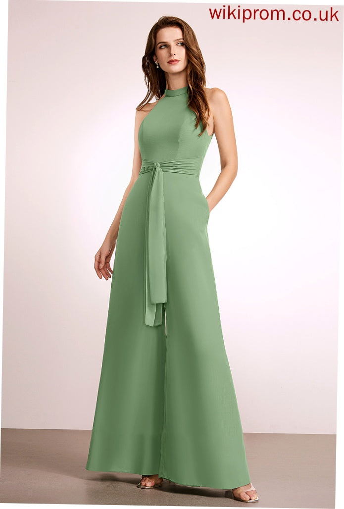 HighNeck Neckline Length Fabric Floor-Length Bow(s) Embellishment Straps Marlee Bridesmaid Dresses