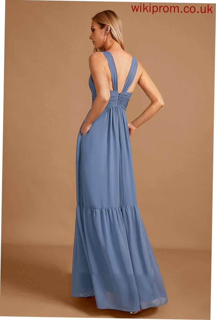 Silhouette A-Line Length Pockets Fabric V-neck Floor-Length Neckline Embellishment Janae Bridesmaid Dresses