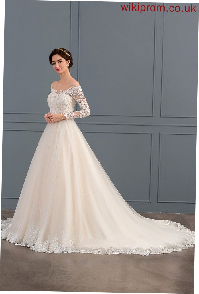 Dress Chapel Train Philippa Off-the-Shoulder Lace Tulle Ball-Gown/Princess Wedding Wedding Dresses