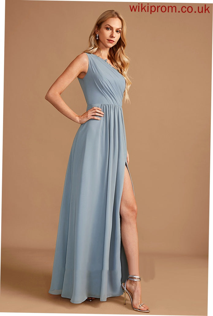 Neckline Floor-Length Silhouette A-Line Lace Length Fabric One-Shoulder Sequins Embellishment Cheyenne Bridesmaid Dresses