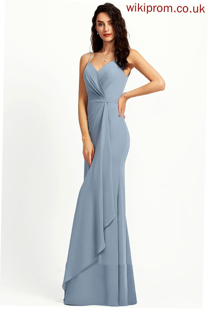 Neckline Silhouette Floor-Length V-neck Sheath/Column Fabric Straps Length Yaretzi A-Line/Princess Natural Waist Floor Length Bridesmaid Dresses