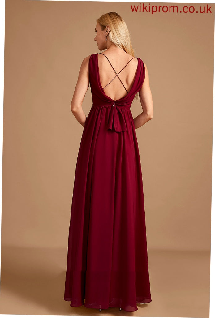 Bow(s) A-Line Embellishment Length Silhouette HighNeck Neckline Fabric Floor-Length Mavis Bridesmaid Dresses