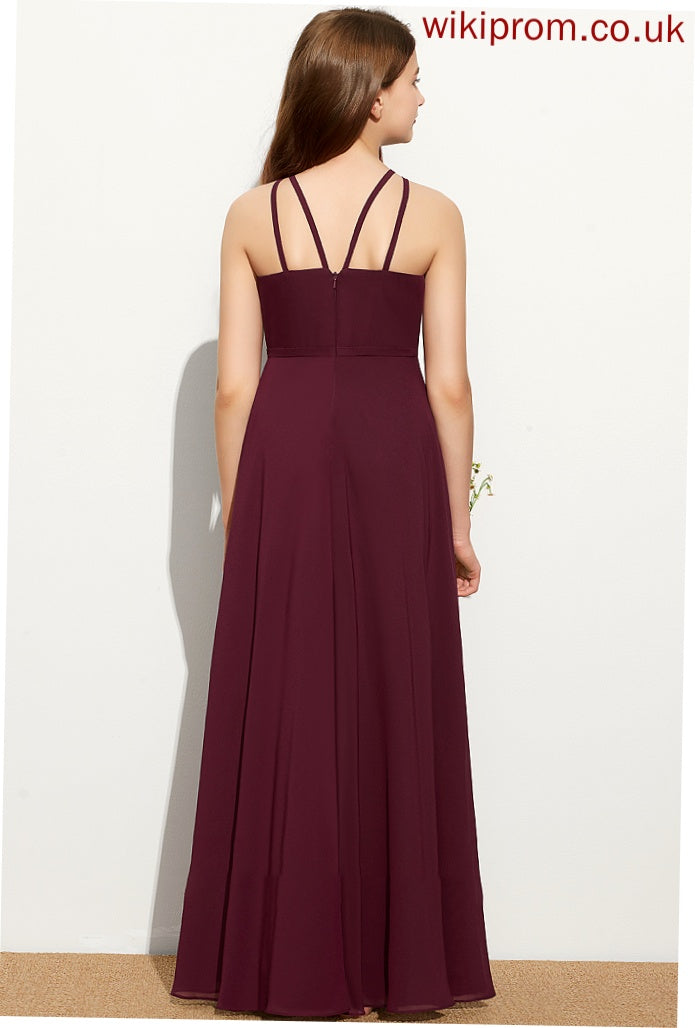 Floor-Length Harley A-Line Junior Bridesmaid Dresses Neck Scoop Chiffon