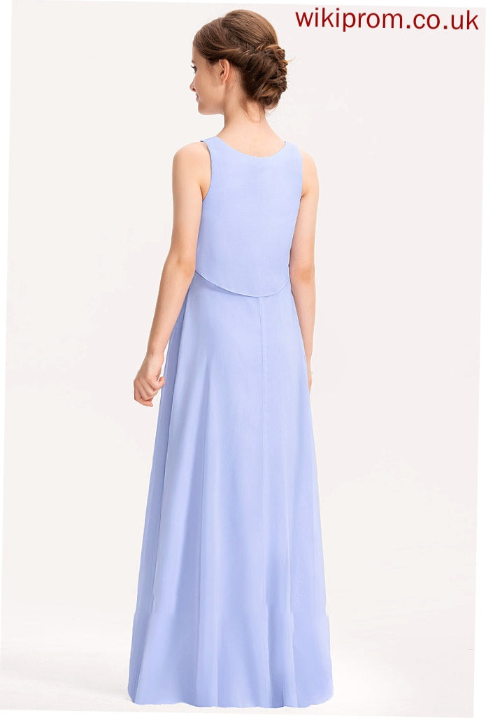 A-Line Annika Floor-Length Junior Bridesmaid Dresses Neck Scoop Chiffon