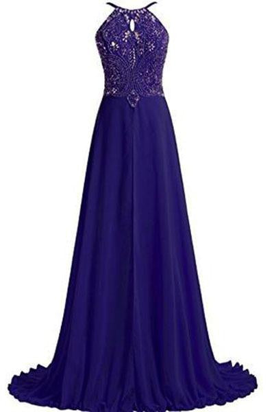 Prom Dresses Chiffon with Straps Beaded Bodice Evening Dress WK215