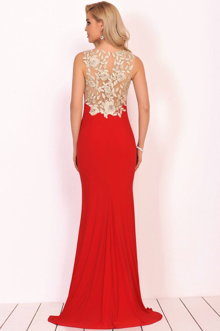 Sexy V Neck Prom Dresses Mermaid Spandex With Appliques Sweep Train