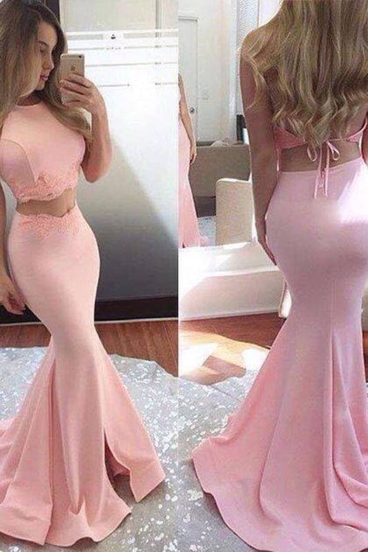 Mermaid Satin Two Pieces Prom Dresses With SWKPTHSHZA6