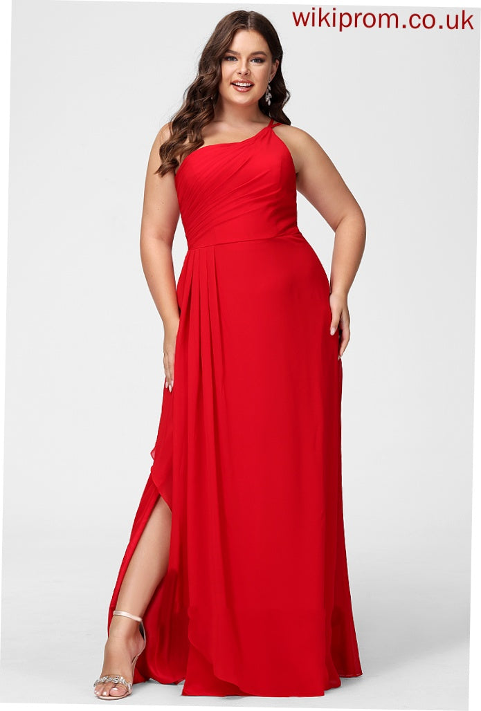 Embellishment Length Floor-Length Fabric A-Line SplitFront Ruffle Neckline One-Shoulder Silhouette Aria Sleeveless Bridesmaid Dresses