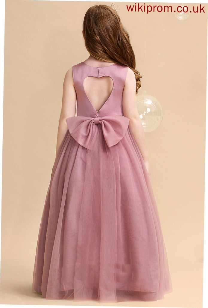 Sleeveless Dress Flower Flower Girl Dresses Scoop Hole - With Bow(s)/Back Alexandria Tulle Floor-length Girl Neck Ball-Gown/Princess