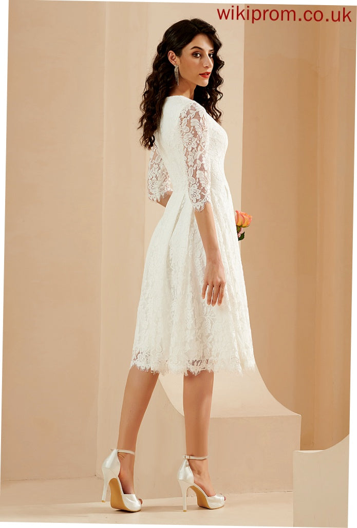 Scoop Wedding Dress Stephanie Knee-Length Wedding Dresses Lace A-Line