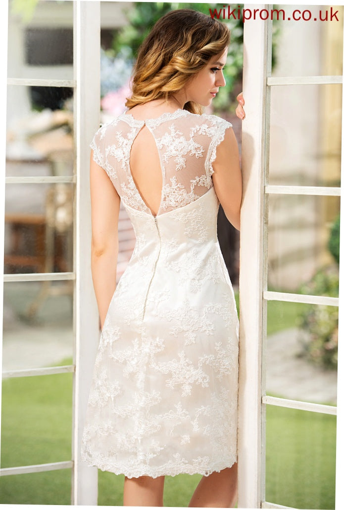 A-Line Lace Wedding Anahi Knee-Length Satin Wedding Dresses Dress