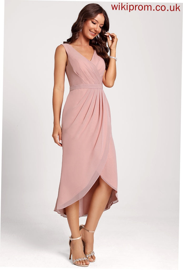 Asymmetrical Club Dresses Gabriela V-neck Chiffon Sheath/Column Dress Cocktail