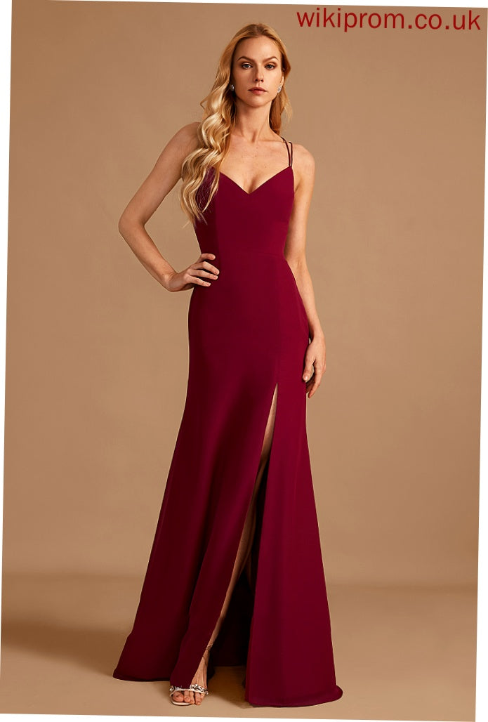 Embellishment Silhouette V-neck Length Floor-Length Fabric Neckline Trumpet/Mermaid SplitFront Kay Floor Length Natural Waist Bridesmaid Dresses