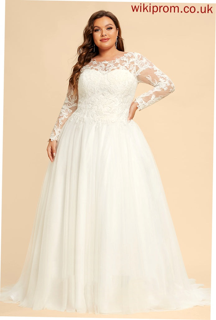 Lace Train Wedding Dresses Sweep Wedding Ball-Gown/Princess Helen Dress Tulle