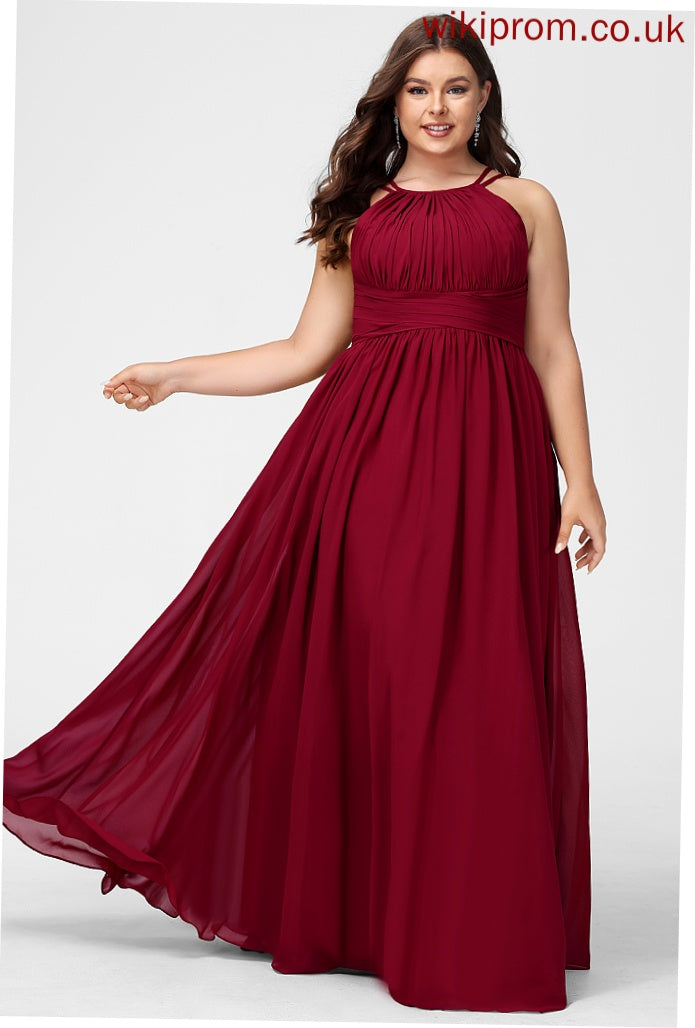 Chiffon Ruffle With Janelle Scoop Floor-Length Prom Dresses A-Line