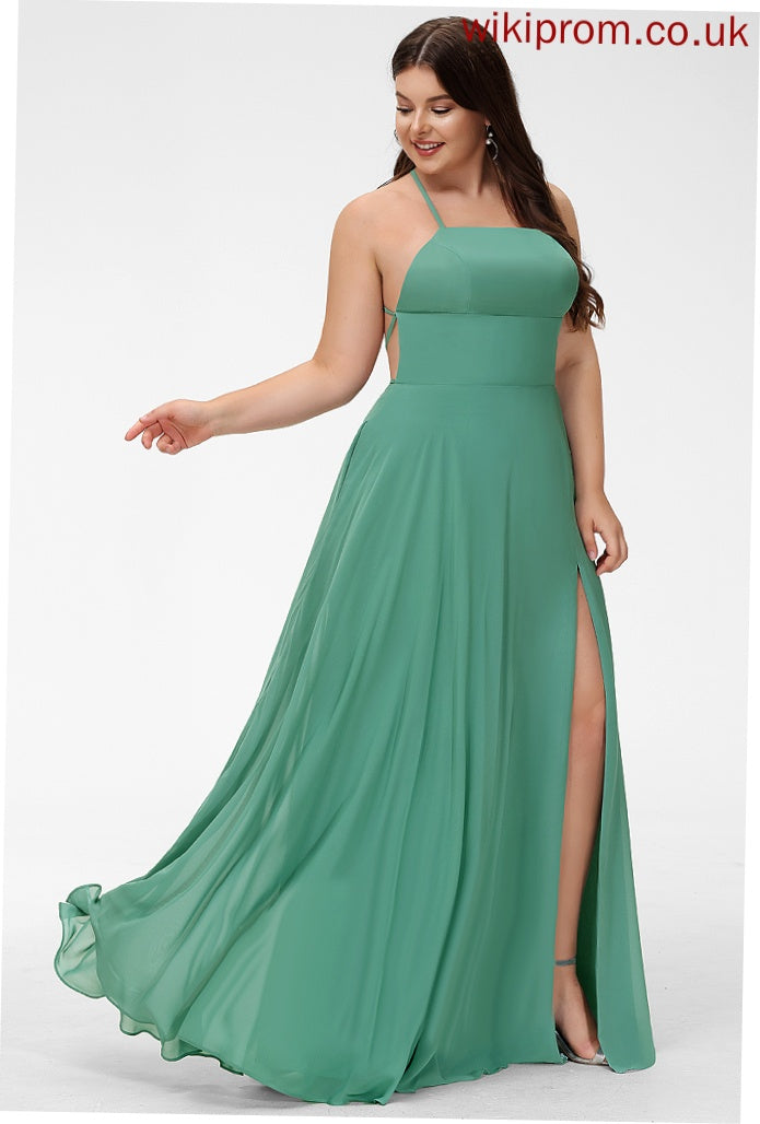 Prom Dresses Floor-Length Square A-Line Chiffon Ivy