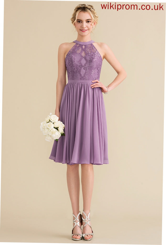 Lace Homecoming Knee-Length Mildred Chiffon Lace Dress A-Line Neck With Homecoming Dresses Scoop