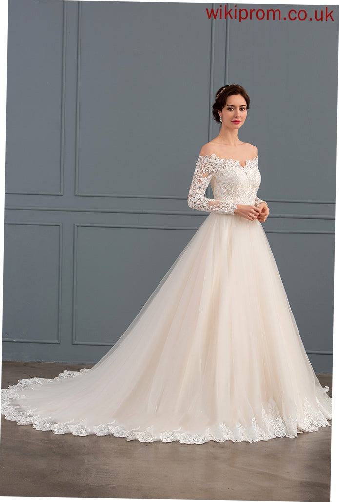 Dress Chapel Train Philippa Off-the-Shoulder Lace Tulle Ball-Gown/Princess Wedding Wedding Dresses