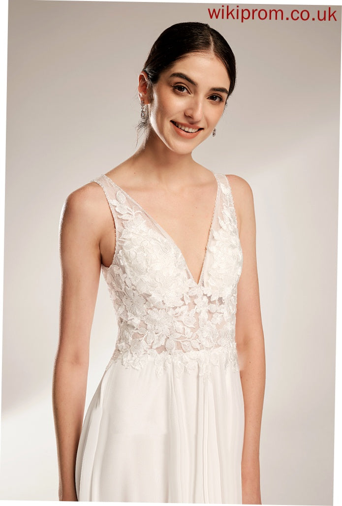 Court V-neck Beading Suzanne Sequins A-Line Lace With Wedding Dress Train Chiffon Wedding Dresses