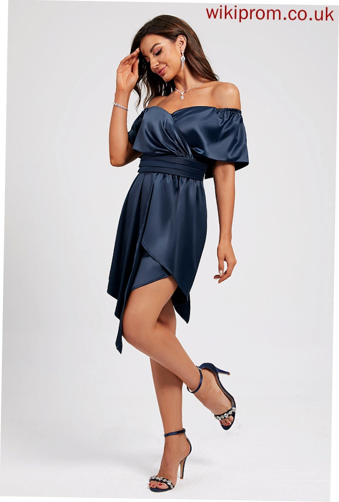 Sheath/Column With Dress Off-the-Shoulder Homecoming Pleated Casey Homecoming Dresses Asymmetrical