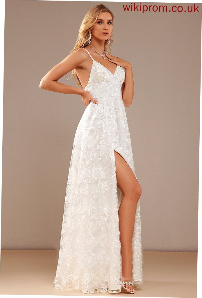 Damaris Dress Wedding Dresses With Wedding Floor-Length Split A-Line Front Lace V-neck