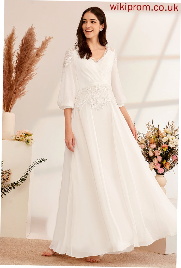 With Lace A-Line V-neck Wedding Dresses Dress Camila Wedding Chiffon Floor-Length