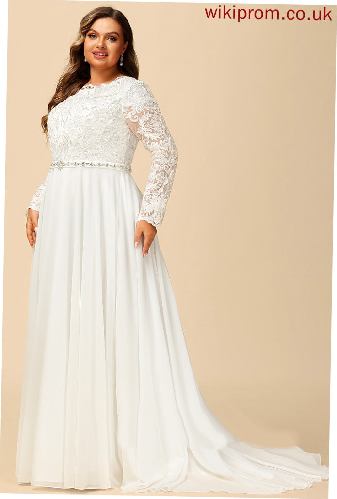 Dress Court Beading A-Line Wedding Wedding Dresses Train Lace Chiffon With Esmeralda