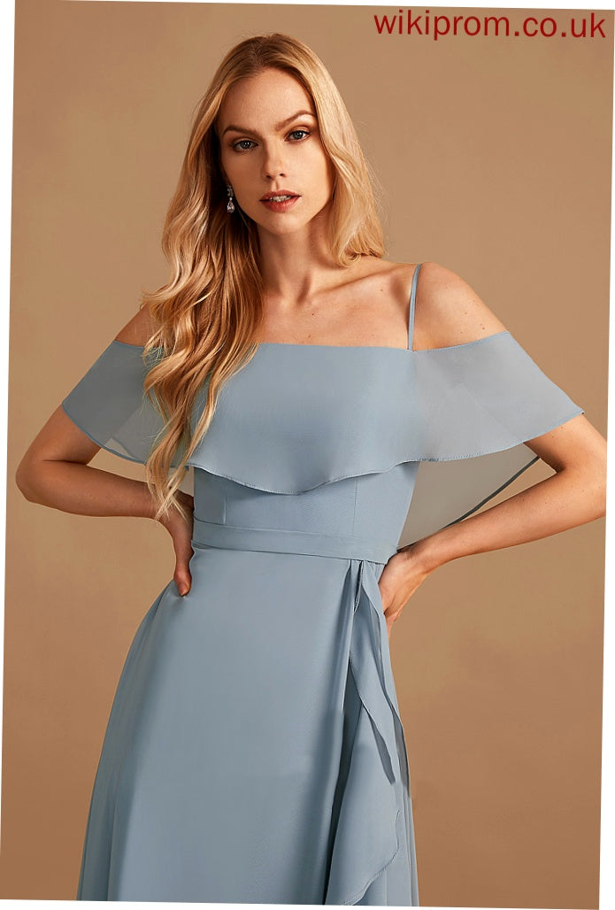 Off-the-Shoulder Embellishment Length Silhouette Ruffle Neckline A-Line SplitFront Floor-Length Fabric Elisabeth Trumpet/Mermaid Bridesmaid Dresses