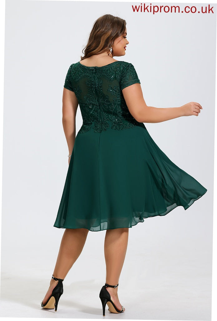 Cocktail Lace Dress With Chiffon A-Line Neck Knee-Length Sequins Scoop Sofia Cocktail Dresses