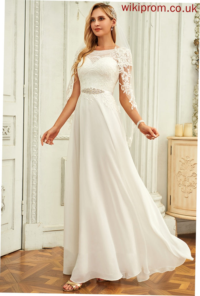 Wedding Dresses Chiffon With Dress Neck Wedding Scoop Floor-Length Sequins Lace Lilliana