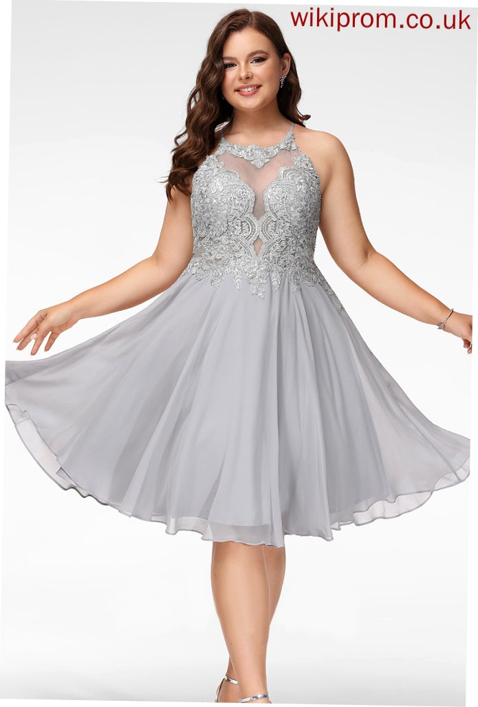 Jaslene Prom Dresses A-Line Lace Scoop With Knee-Length Sequins Chiffon