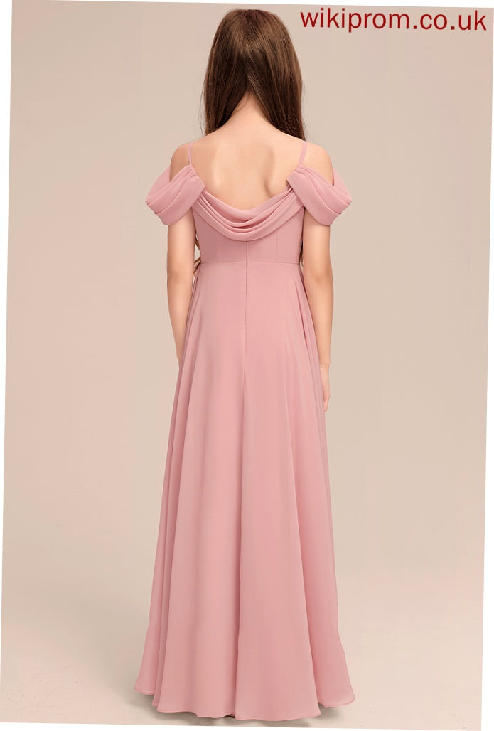 With Ruffle Floor-Length Junior Bridesmaid Dresses Shyla Chiffon A-Line V-neck