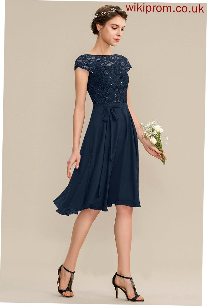 Embellishment Length Knee-Length A-Line Silhouette Bow(s) Fabric ScoopNeck Neckline Adalynn Bridesmaid Dresses